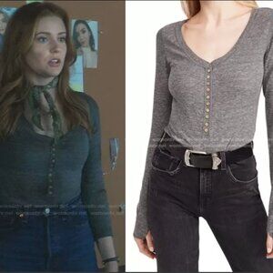 Intimately Free People gray 'Dylan" bodysuit ASO Nancy Drew